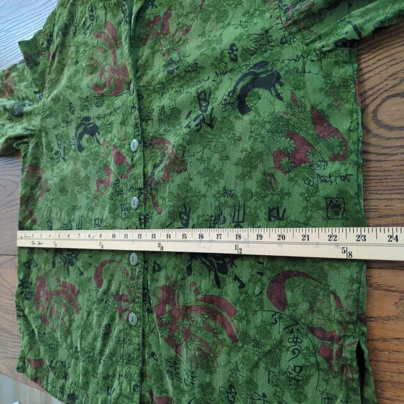 Vintage Tianello Green Womens Blouse XS 100% Tencel Button Front Asian Inspired - Picture 13 of 16